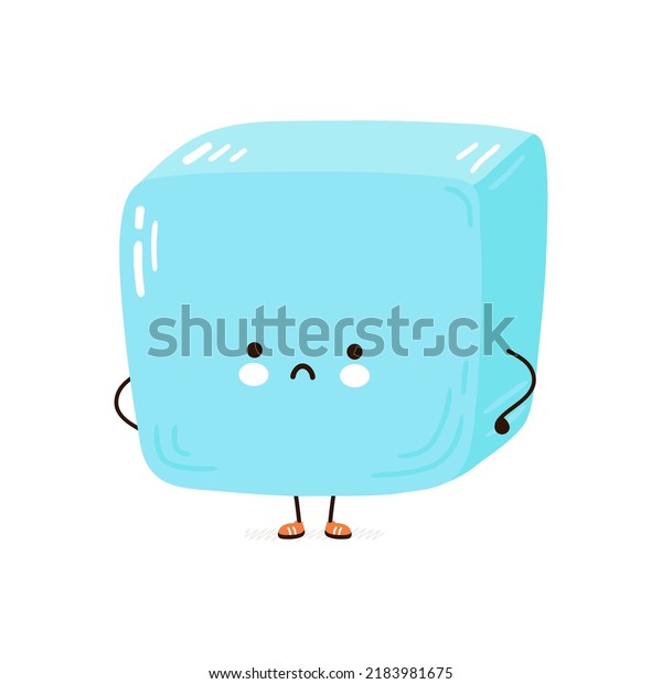 Cute Ice Cube Character Vector Hand Stock Vector (Royalty Free ...