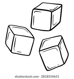 Cute Ice Cube Collection Illustration hand drawn frozen cubes for drinks, beverages, cooling, summer, refreshment, restaurant, and food themed designs.