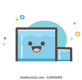 Cute ice cube icon illustration Editable Eps10