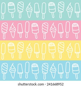Cute Ice Lolly doodle vector pattern