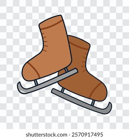 Cute ice skates, with transparent background. Good for  stickers, textile prints, stamps, cards, banners, decorations, icons, ad posts