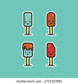 Cute ice sticks character vector