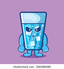 cute ice water mascot with mad gesture isolated cartoon in fat style