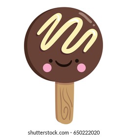 Cute ice-cream cartoon flat icon design. Vector illustration