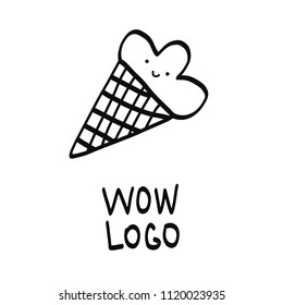 Cute ice-cream logo illustration