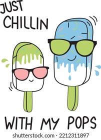 CUTE ICECREEM IN SUMMER VECTOR ILLUSTRATION