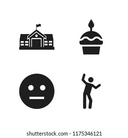 cute icon. 4 cute vector icons set. straight, dancing and old school icons for web and design about cute theme