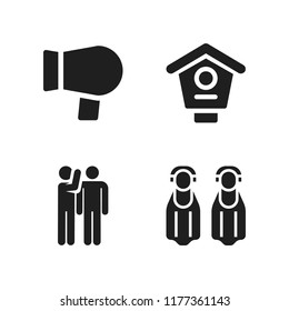 cute icon. 4 cute vector icons set. hair style, bird house and swim icons for web and design about cute theme