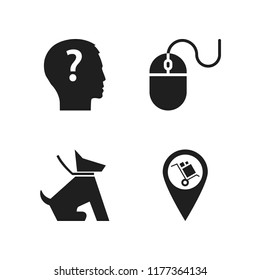 cute icon. 4 cute vector icons set. luggage pin, mouse and questioning icons for web and design about cute theme