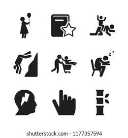cute icon. 9 cute vector icons set. jumping, profile and father with son on shopping cart icons for web and design about cute theme