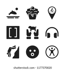cute icon. 9 cute vector icons set. zorbing, bicycle pin and brackets icons for web and design about cute theme