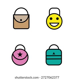 Cute Icon Bag Vector with Colour