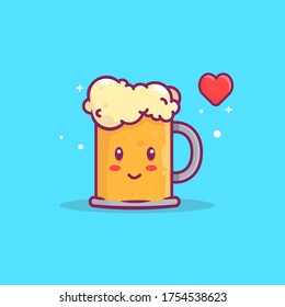 cute icon beer flat illustration