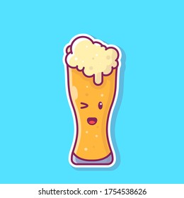 imagen plana de cerveza de icono lindo