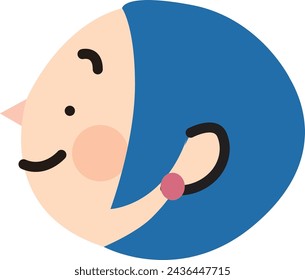 Cute icon of blue hair short hair woman