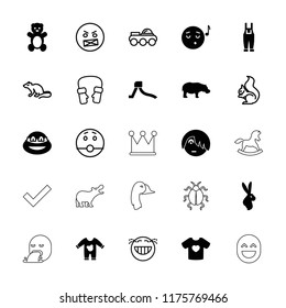 Cute icon. collection of 25 cute filled and outline icons such as hippopotamus, teddy bear, emoji listening music, emo emot, ninja. editable cute icons for web and mobile.