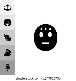 Cute icon. collection of 6 cute filled icons such as child playground carousel, emoji showing tongue, robot, rabbit, hippopotamus. editable cute icons for web and mobile.