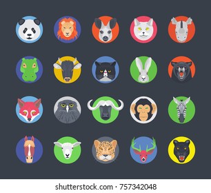 
Cute Icon Collection of Animal Faces