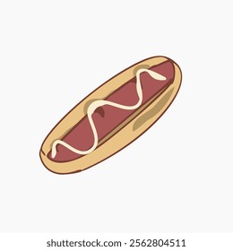 cute icon design hotdog. vector design for restaurant.