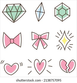 Cute icon diamond, tie, and love