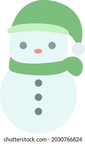 
Cute icon illustration of a snowman wearing a hat and muffler