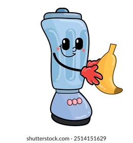 Cute icon isolated banana fruit juice character 