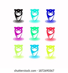 Cute icon logo owl pin location 