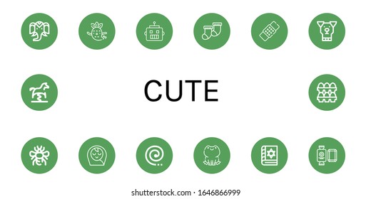 cute icon set. Collection of Wild life, Ghost, Robot, Socks, Patch, Dog, Bumblebee, Baby boy, Mosquito coil, Frog, Spellbook, Candy, Spring swing horse, Eggs icons