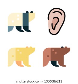 cute icon set. vector set about panda bear, polar bear, bear and ear icons set.