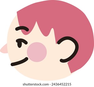 Cute icon of short hair human with pink hair