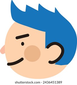 Cute icon of a short-haired man with blue hair