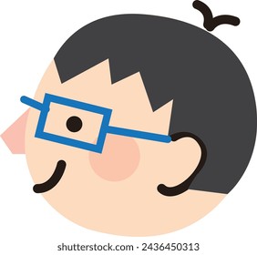 Cute icon of a short-haired man wearing blue glasses