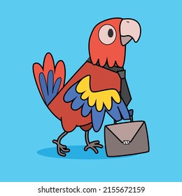 Cute icon Succes Businessman Parrot