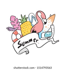 cute icon summer hand drawn