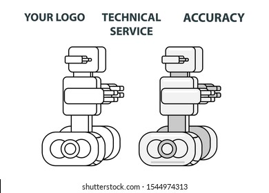 Cute icon support service bot. Robot logo on white background. Vector illustration