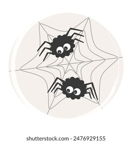 Nette Icon-Vektorgrafik mit Cartoon Charakter Spinne , Illustration auf Kreis mit Pinsel Textur, für Social Media Story und Highlights