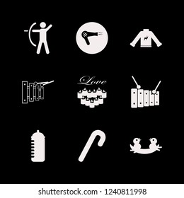 cute icon. cute vector icons set hair dryer, archer, sweater with deer and christmas candy