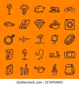 cute icon vector illustration on orange background, perfect for icons, logos