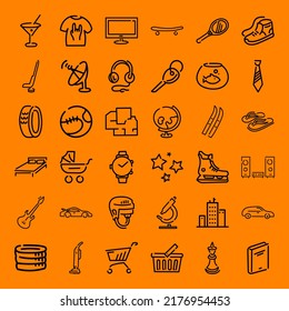Icono lindo ilustración vectorial sobre fondo naranja, perfecto para iconos, logotipos