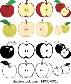 The cute icons of apple and pear