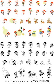 Cute icons of children who made a figure of Santa Claus