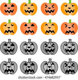 The cute icons of jack-o-lanterns