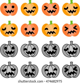 The cute icons of jack-o-lanterns