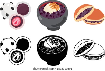 The cute icons of Japanese sweets