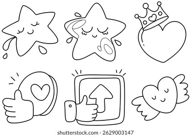 A Cute icons like stars and hearts express love and positivity on social media, making interactions more engaging and fun