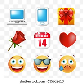 Cute Icons on White Background. Isolated Vector Illustration 