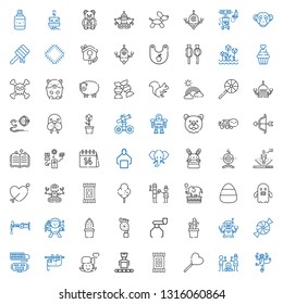 cute icons set. Collection of cute with monkey, smore, lollipop, candy, robot, girl, sloth, cactus, foot, cupid, ghost, elephant, father, cotton candy. Editable and scalable cute icons.