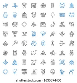 cute icons set. Collection of cute with robot, walrus, bird, teddy bear, lollipop, patch, ladybug, skull, rabbit, candy, turtle, paw, cupid. Editable and scalable cute icons.