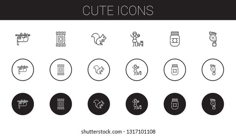 cute icons set. Collection of cute with sloth, makeup remover wipes, squirrel, girl, honey, foot. Editable and scalable cute icons.