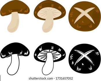 The cute icons of shiitake mushroom